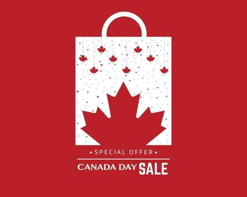 Canada Day Sale With Paper Bag Vector