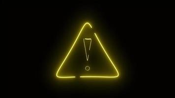 Yellow neon glowing warning sign background