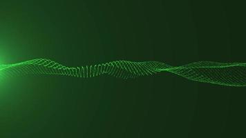 Concepto de tecnología de partículas de onda giratoria verde con cámara en movimiento video