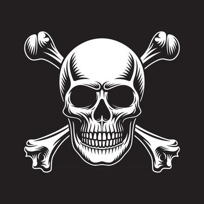 Skull and Crossbones On Black
