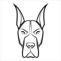 arte de línea en blanco y negro de gran danés cabeza de perro buen uso de símbolo icono de mascota avatar tatuaje diseño de camiseta logo o cualquier diseño vector