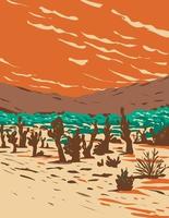 Turkey Flats Sand Dunes Located in Joshua Tree National Park in California WPA Poster Art vector