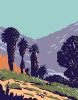 California Fan Palms in Cottonwood Spring Oasis Located in Joshua Tree National Park in California WPA Poster Art vector