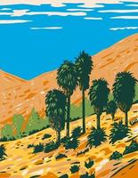 Fortynine Palms Oasis an Out and Back Trail in a Rocky Canyon Located in Joshua Tree National Park California vector