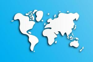 World Map  white paper art and doodle style vector