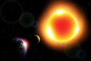 Solar Eclipse  Vector   Moon move around the world and hide sunlight