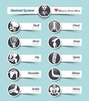 Skeletal System  Bone icon and sticky note vector