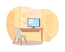 espacio de trabajo en casa banner web de vector 2d