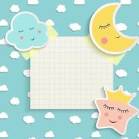 Child Good Night background with cloud star and moon vector