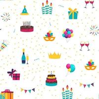 Cute Birthday Seamless Pattern Background with Cake vector