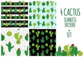 Cactus Icon Collection Seamless Pattern vector