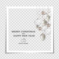 Merry Christmas and Happy New Year Photo Frame Template vector