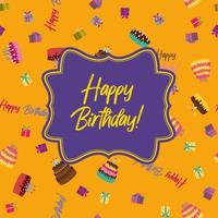 Cute Happy Birthday Background with Cake Icon and Candles vector