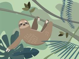 Sloth in jungle rainforest vector