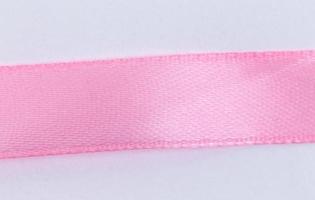 Close-up pink ribbon on white background with copy space for text photo