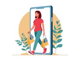 Woman Online Shopping vector
