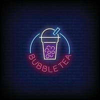 Bubble Tea Neon Signs Style Text Vector