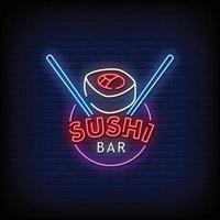 vector de texto de estilo de letreros de neón de barra de sushi