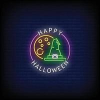 Happy Halloween Neon Signs Style Text Vector