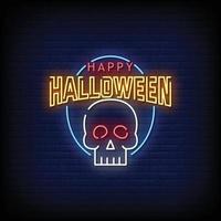 Happy Halloween Neon Signs Style Text Vector