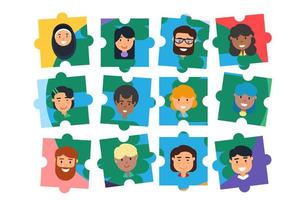 Diverse community team building puzzle concept vector