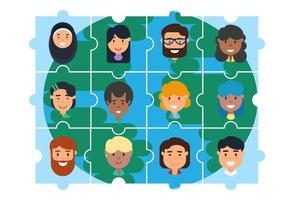 Diverse community team building puzzle concept vector