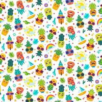 Happy pineapple summer seamless pattern vector background