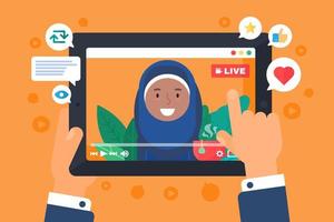 Arabian female web streamer concept illustration vector