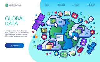 Global data social network landing page vector