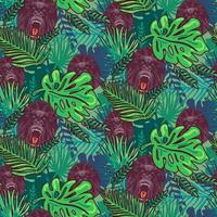Angry gorillas seamless wallpaper pattern cartoon vector