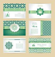 Banners set of islamic. green color design. vector