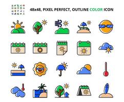 Summer Related Pixel Perfect Colored Icon Set Vector Illustration Design