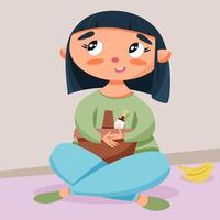 girl with food picnic basket vector