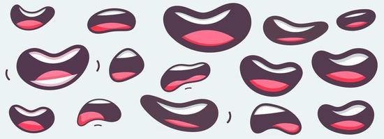 bocas de divertidos dibujos animados con diferentes expresiones