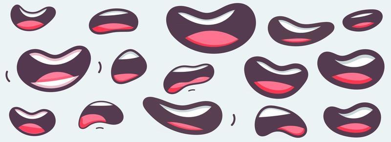Funny cartoon mouths set with different expressions