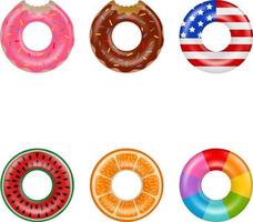 conjunto de coloridos anillos de natación vector