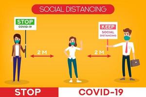 Social distance concept People wearing medical mask Stop coronavirus Covid19 Prevention vector