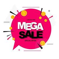Abstract mega sale poster with gold dollar coins vector