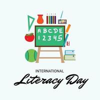 ilustración vectorial de un fondo para el día internacional de la alfabetización