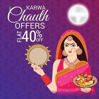 Ilustración vectorial de un fondo para el festival indio de karwa chauth celebración vector