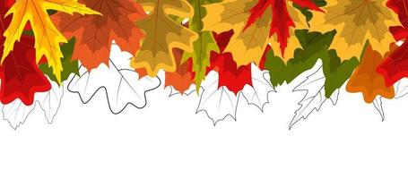 Shiny Autumn Leaves Seamless Border Background vector