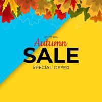 Shiny Autumn Leaves Sale Banner Business Discount Card vector