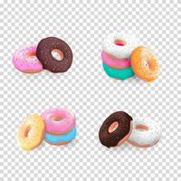 Realistic 3d sweet tasty donut background vector