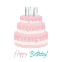 Cute Happy Birthday Background Cake Icon with Candles vector