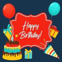 Cute Happy Birthday Background with Gift Box vector