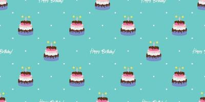 Cute Birthday Seamless Pattern Background with Cake vector