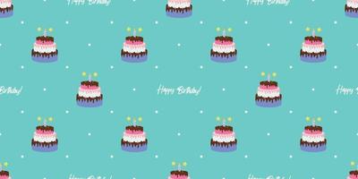 Cute Birthday Seamless Pattern Background with Cake vector