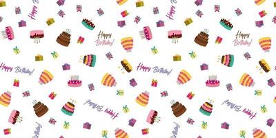 Cute Birthday Seamless Pattern Background with Cake vector