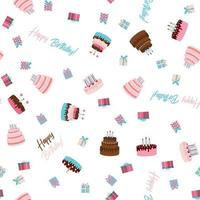 Cute Birthday Seamless Pattern Background with Cake vector