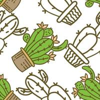 Cactus Pattern Seamless Vector Template